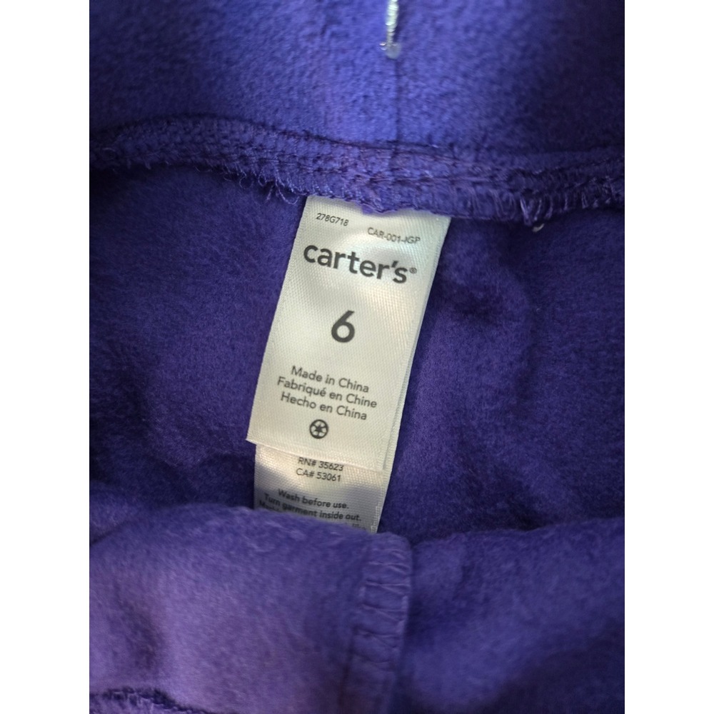 Carters Kids Purple Fleece Jogger Pants Size 6 NWT 278g718 - Picture 5 of 6